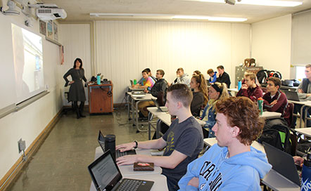 students looking towards front of class