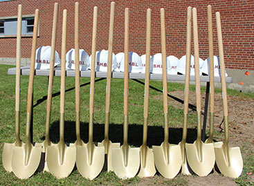 lineup of hats and gold shovels