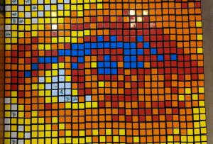 rubik's cube mosaic of an eye