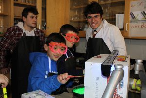 students wearing safety glasses