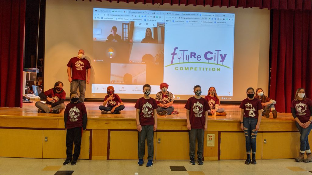 students on stage