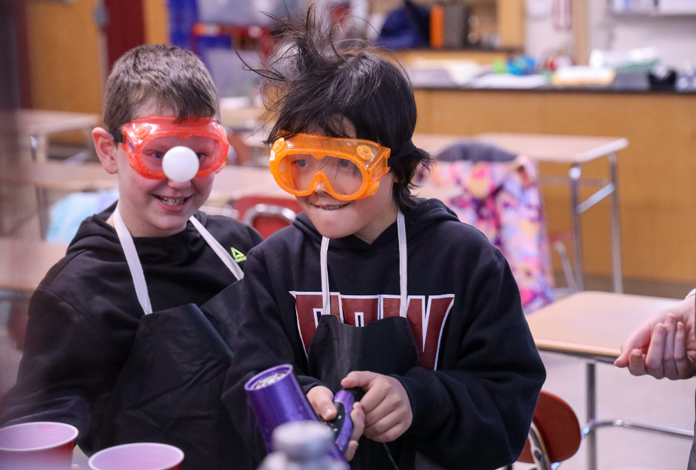 Students at Science Day experiments.