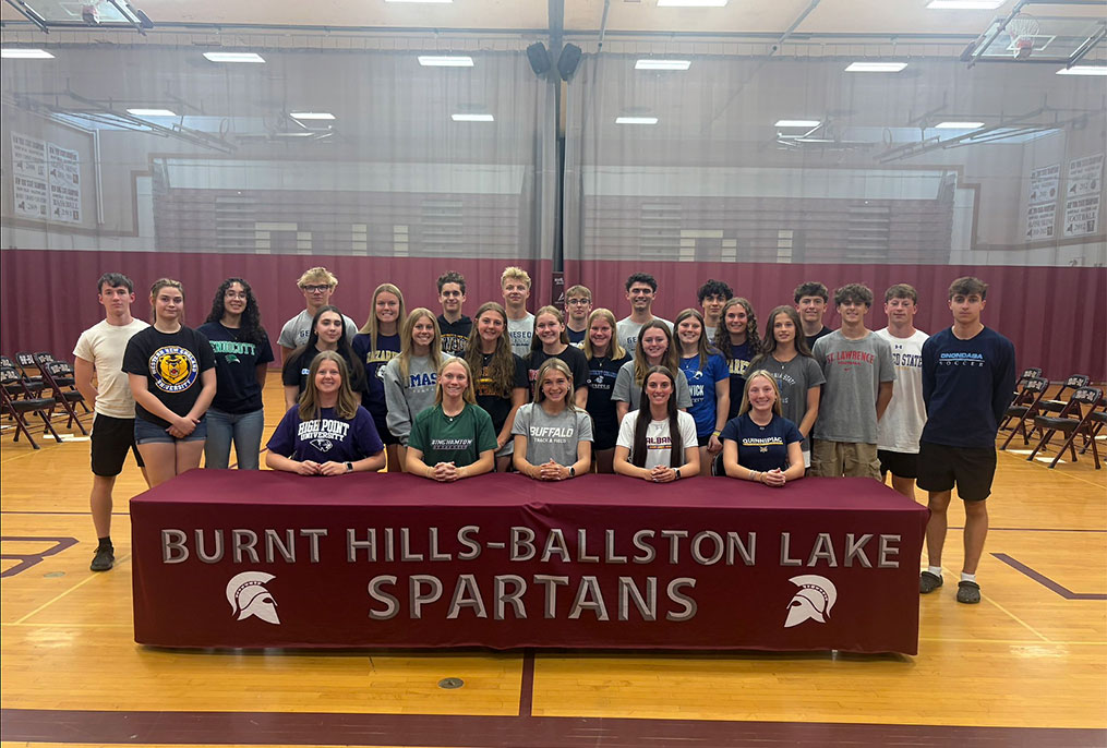 A group of students at their national signing day at BHBL High School gym.