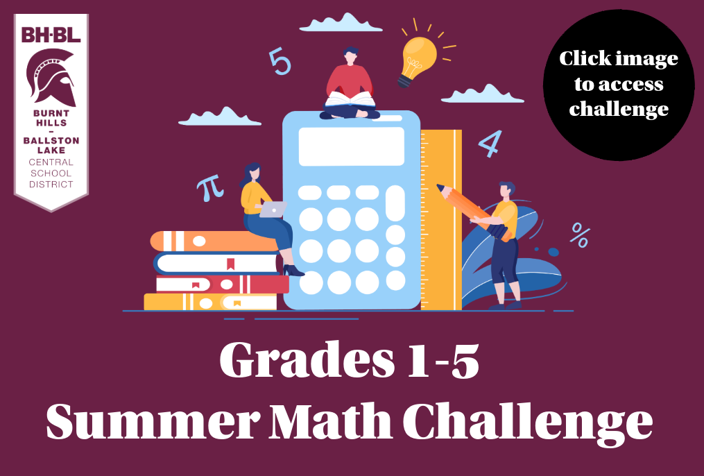 Informational graphic on the Grades 1 to 5 summer math challenge.